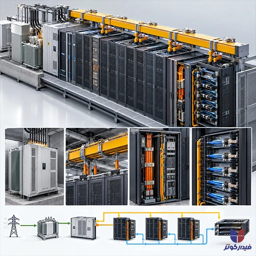 توپولوژی زنجیره توان Grid-to-Chip با معماری 800 VDC و رک‌های جانبی قدرت (Power Sidecar) برای رک‌های ۱ مگاواتی AI 