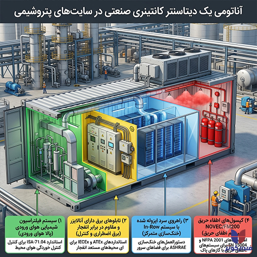 دیتاسنتر کانتینری صنعتی در سایت های پتروشیمی
